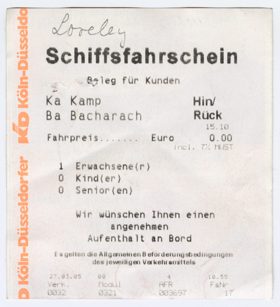 Schiffsfahrschein "Kamp - Bacharach"