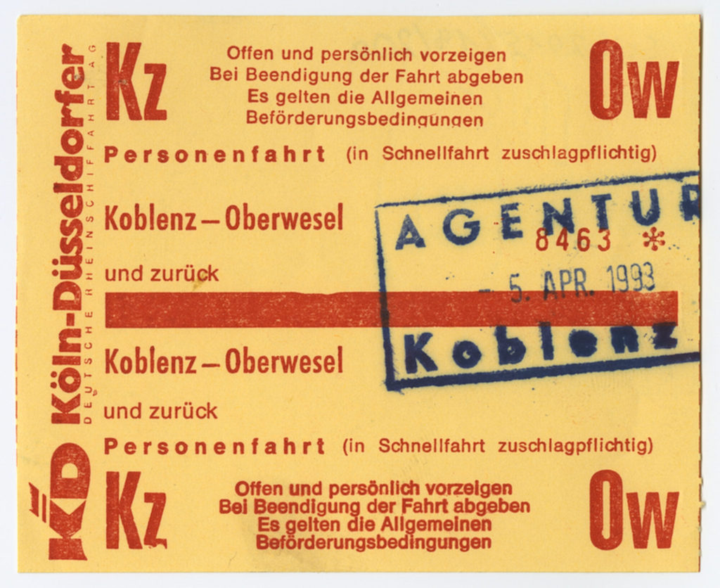 Schiffsfahrschein "Koblenz - Oberwesel"