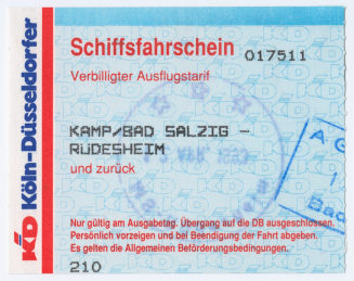 Schiffsfahrschein "Kamp/Bad Salzig - Rüdesheim"