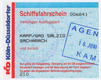 Schiffsfahrschein "Kamp/Bad Salzig - Bacharach"