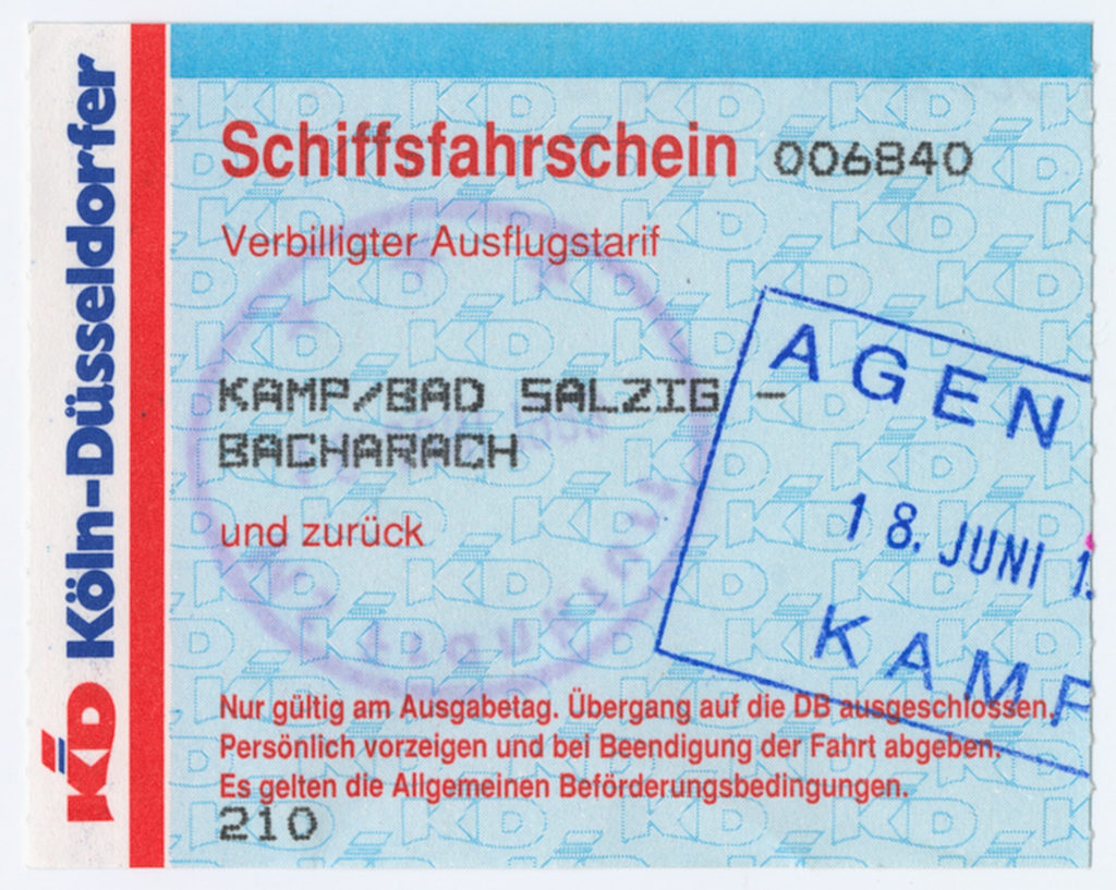 Schiffsfahrschein "Kamp/Bad Salzig - Bacharach"