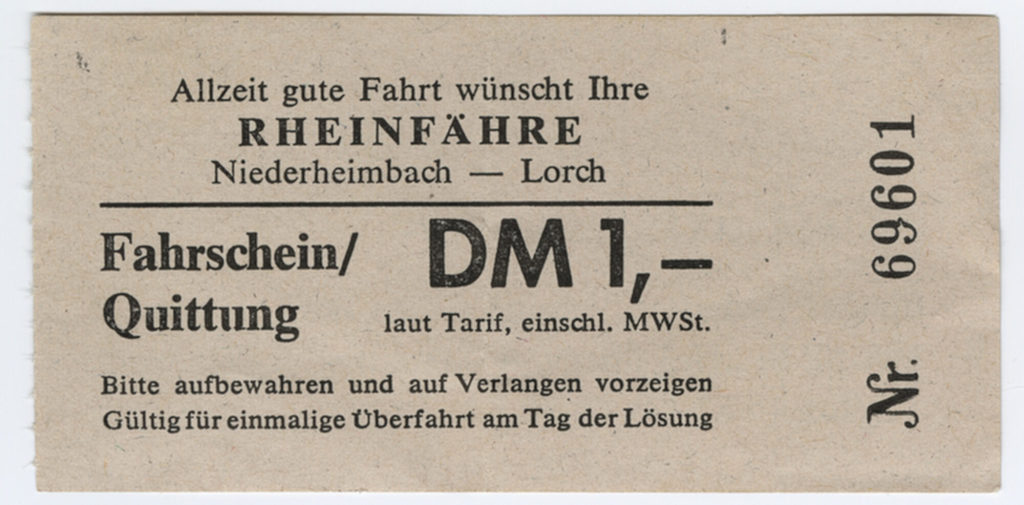 Schiffsfahrschein "RHEINFÄHRE Niederheimbach - Lorch"