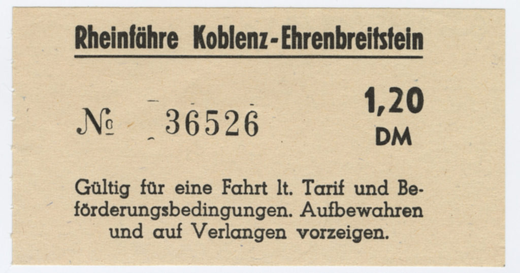 Schiffsfahrschein "Rheinfähre Koblenz - Ehrenbreitstein"