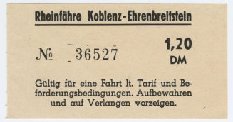 Schiffsfahrschein "Rheinfähre Koblenz - Ehrenbreitstein"