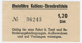 Schiffsfahrschein "Rheinfähre Koblenz - Ehrenbreitstein"