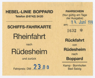 Schiffsfahrschein "Rheinfahrt nach Rüdesheim"