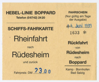 Schiffsfahrschein "Rheinfahrt nach Rüdesheim"