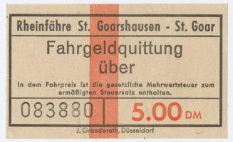 Schiffsfahrschein "Rheinfähre St. Goarshausen - St. Goar"