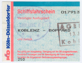 Schiffsfahrschein "Koblenz - Boppard"