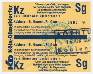 Schiffsfahrschein "Koblenz - St. Goarsh./St. Goar"