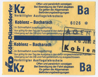 Schiffsfahrschein "Koblenz - Bacharach"