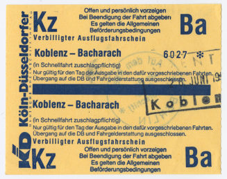 Schiffsfahrschein "Koblenz - Bacharach"