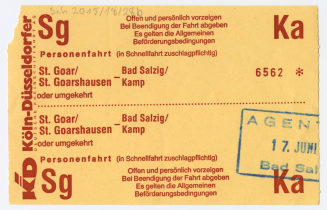 Schiffsfahrschein "St. Goar/ St. Goarshausen - Bad Salzig/Kamp"