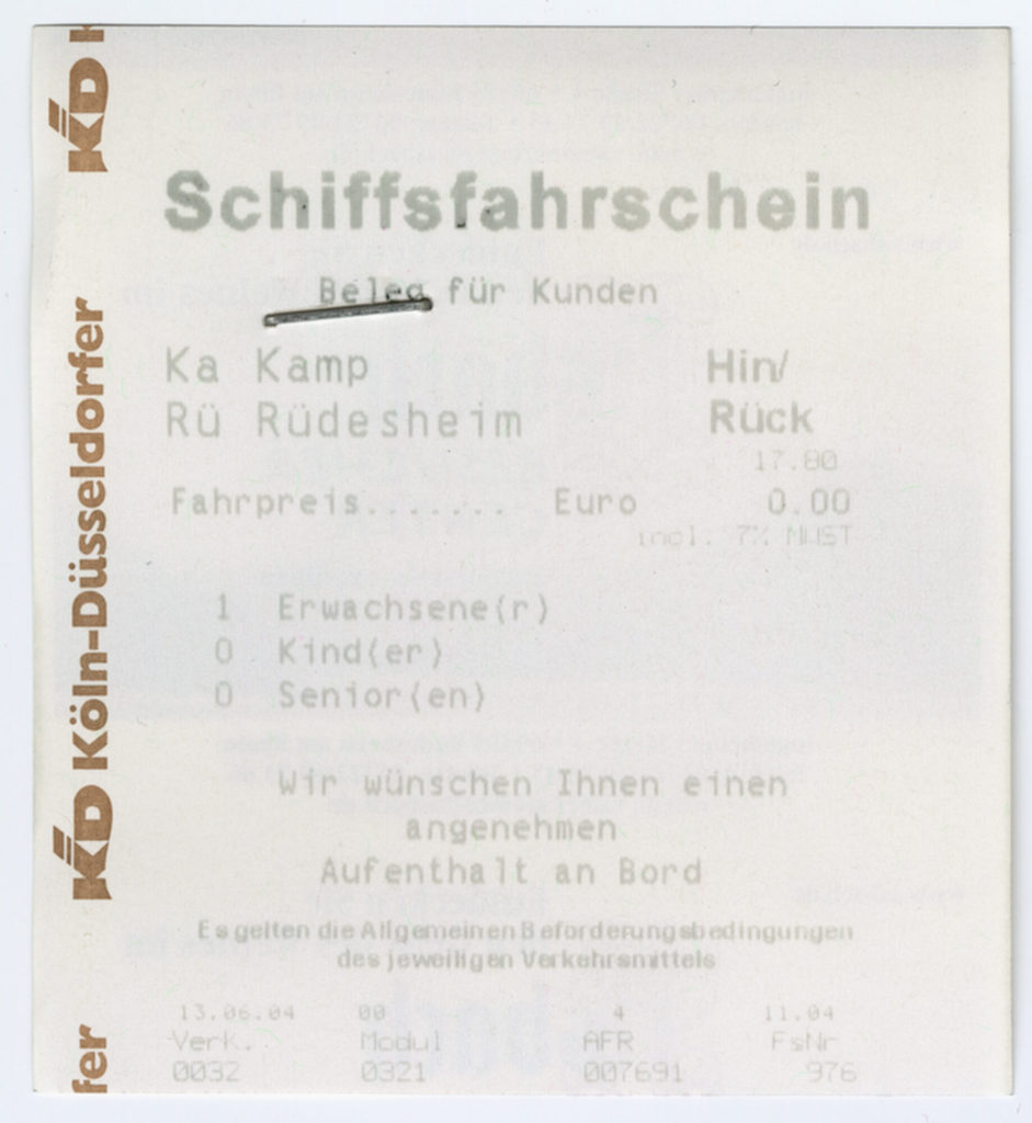 Schiffsfahrschein "Kamp - Rüdesheim"
