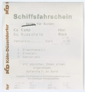 Schiffsfahrschein "Kamp - Rüdesheim"