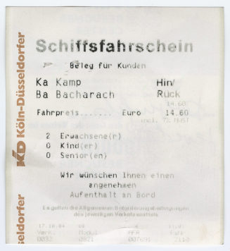 Schiffsfahrschein "Kamp - Bacharach"