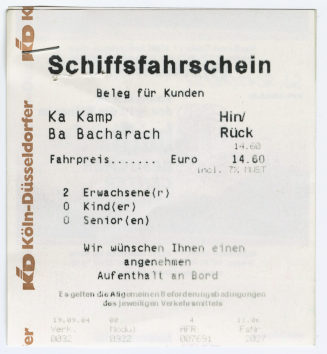 Schiffsfahrscheine "Kamp - Bacharach"