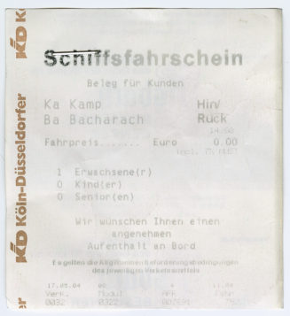 Schiffsfahrschein "Kamp - Bacharach"