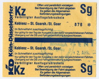 Schiffsfahrschein "Koblenz - St. Goarsh./St. Goar"