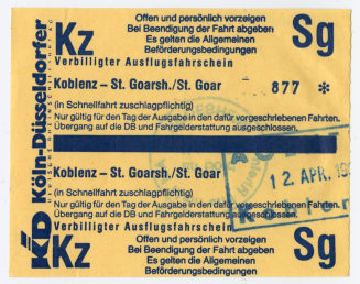 Schiffsfahrschein "Koblenz - St. Goarsh./St. Goar"