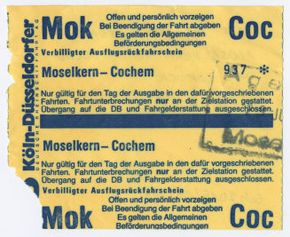Schiffsfahrschein "Moselkern - Cochem"
