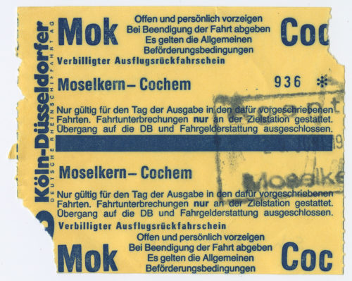 Köln-Düsseldorfer Deutsche Rheinschiffahrt AG (Beteiligte Institution), Schiffsfahrschein "Moselkern - Cochem", 29.06.1988