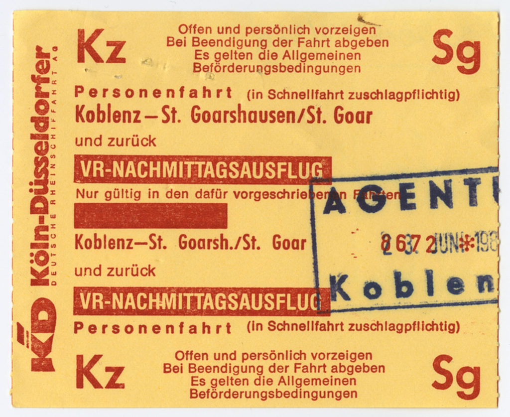 Schiffsfahrschein "Koblenz - St. Goarsh./St. Goar"