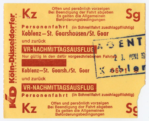 Köln-Düsseldorfer Deutsche Rheinschiffahrt AG (Beteiligte Institution), Schiffsfahrschein "Koblenz - St. Goarsh./St. Goar", 1980-1999