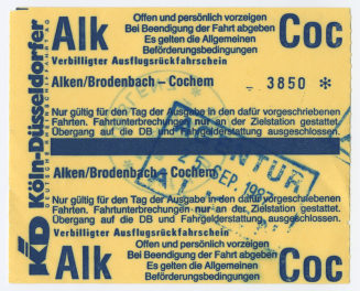 Schiffsfahrschein "Alken/Brodenbach - Cochem"