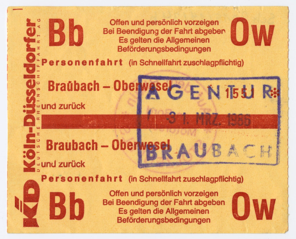 Schiffsfahrschein "Braubach - Oberwesel"