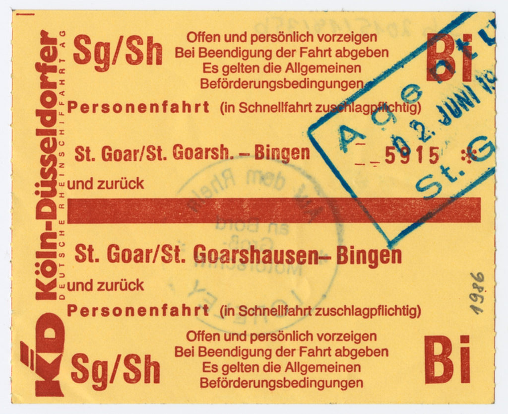 Schiffsfahrschein "St. Goar/St. Goarsh. - Bingen"