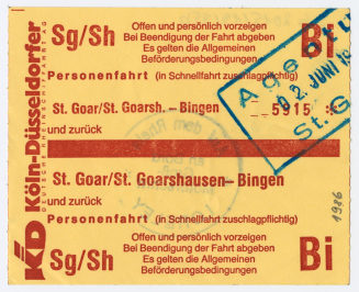 Schiffsfahrschein "St. Goar/St. Goarsh. - Bingen"