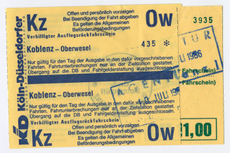 Schiffsfahrschein "Koblenz - Oberwesel"