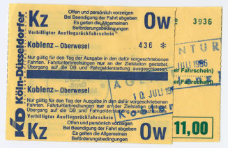 Schiffsfahrschein "Koblenz - Oberwesel"