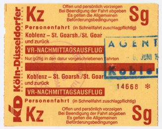 Schiffsfahrschein "Koblenz - St. Goarsh./ St. Goar"