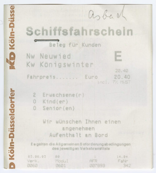 Köln-Düsseldorfer Deutsche Rheinschiffahrt AG (Beteiligte Institution), Schiffsfahrschein "Neuwied - Königswinter", 2003