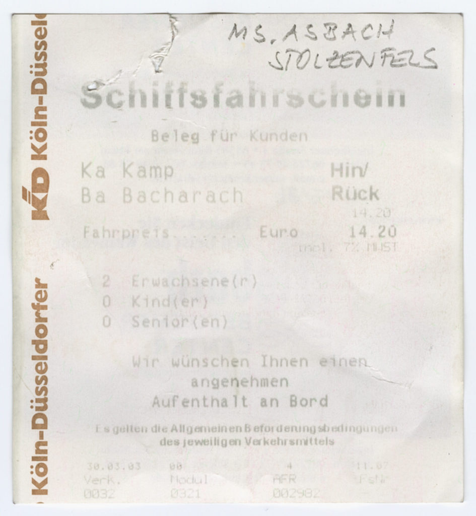 Schiffsfahrschein "Kamp - Bacharach"
