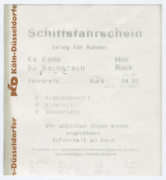 Schiffsfahrschein "Kamp - Bacharach"