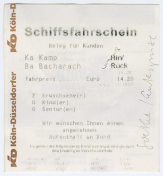 Schiffsfahrschein "Bacharach - Kamp"