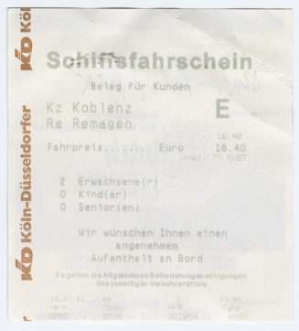 Schiffsfahrschein "Koblenz - Remagen"