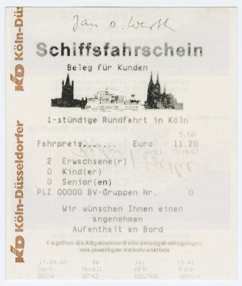 Köln-Düsseldorfer Deutsche Rheinschiffahrt AG (Beteiligte Institution), Schiffsfahrschein "1-stündige Rundfahrt in Köln", 2002