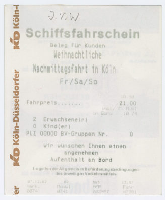 Schiffsfahrschein "Weihnachtliche Nachmittagsfahrt in Köln"