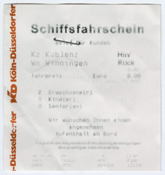 Schiffsfahrschein "Koblenz - Winningen"