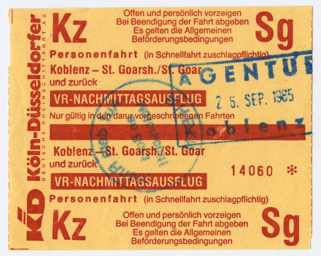 Schiffsfahrschein "Koblenz - St. Goarsh./St. Goar"