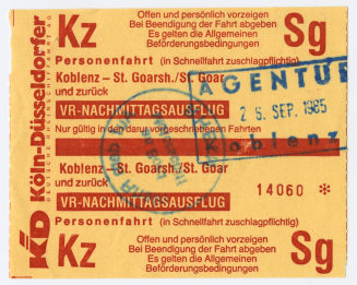 Schiffsfahrschein "Koblenz - St. Goarsh./St. Goar"