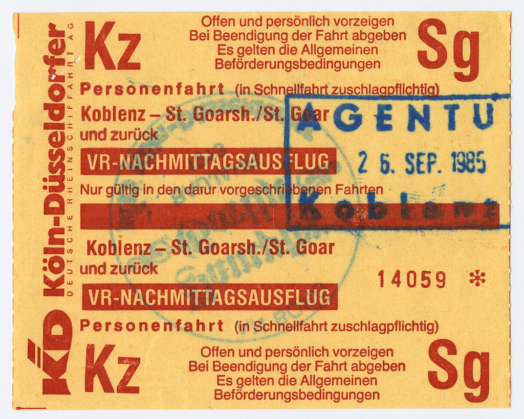 Schiffsfahrschein "Koblenz - St. Goarsh./St. Goar"