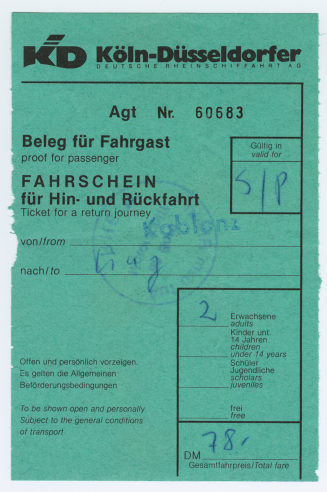 Schiffsfahrschein "Koblenz - Linz"