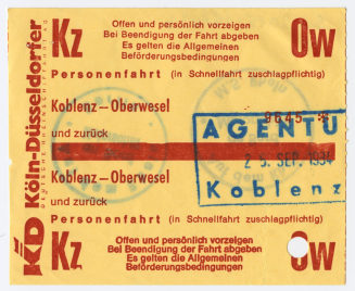 Schiffsfahrschein "Koblenz - Oberwesel"