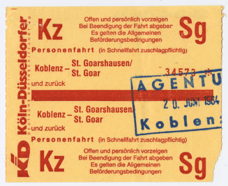 Schiffsfahrschein "Koblenz - St. Goarshausen/ St. Goar"