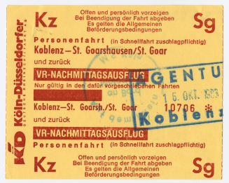 Schiffsfahrschein "Koblenz - St. Goarshausen/St. Goar"